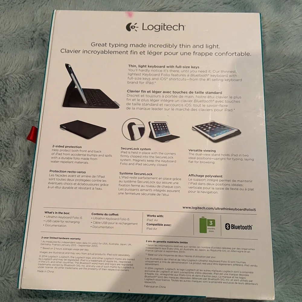 LOGITECH ultra thin keyboard folio for iPad Air
